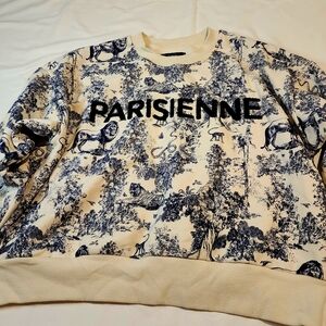 Parisienne Women's Cream and Blue Sweatshirt